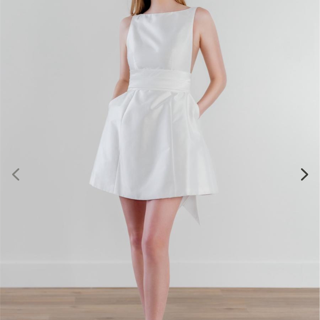 Watters White A-Line Mini Dress Bateau Neckline